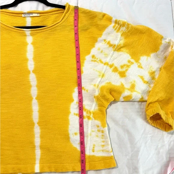 Stateside Anthropologie Tie Dye Sweatshirt Yellow White Lightweight SZ S EUC - Picture 7 of 7